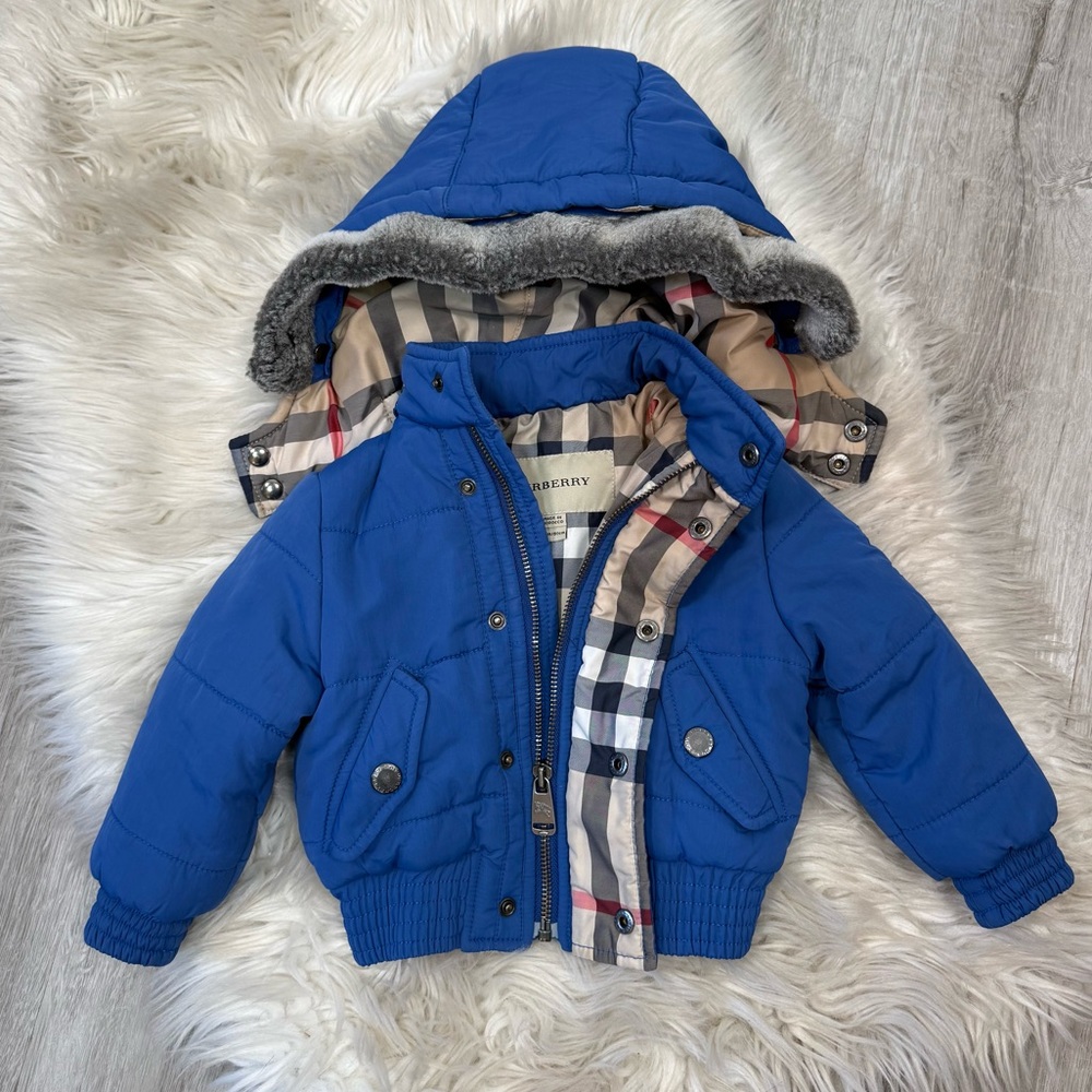 Burberry Baby Blue Check‎ Print Jacket 12m